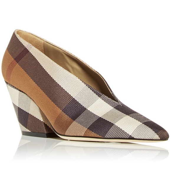 Burberry Shoes - Burberry Checkered Wedges in Brown and Cream
